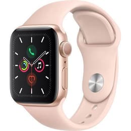 Apple Watch (Series 4) 2018 GPS 44 mm - Aluminium Goud - Sport armband Roze
