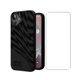 Back Market Hoesje iPhone 16 en beschermend scherm - 100% biologisch afbreekbaar - Zwart - Golfpatroon
