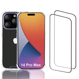 Hoesje iPhone 14 Pro Max en 2 beschermende schermen - Gerecycled plastic - Transparant