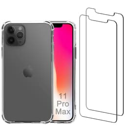 Hoesje iPhone 11 Pro Max en 2 beschermende schermen - Gerecycled plastic - Transparant