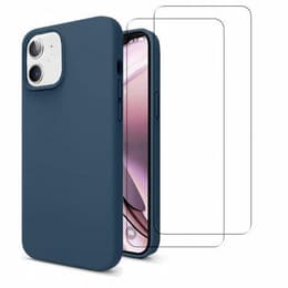 Hoesje iPhone 11 en 2 beschermende schermen - Silicone - Blauw