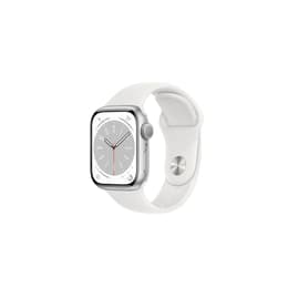 Apple Watch (Series 8) 2022 GPS 41 mm - Aluminium Zilver - Sportbandje Wit