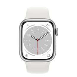 Apple Watch Series 8 (2022) GPS 41 mm - Aluminium Zilver - Sportbandje Wit