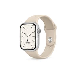 Apple Watch Series 9 (2023) GPS + Cellular 41 mm - Roestvrij staal Zilver - Sportbandje Sterrenlicht