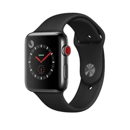 Apple Watch (Series 3) 2017 GPS + Cellular 42 mm - Roestvrij staal Spacegrijs - Sport armband Zwart