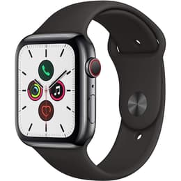 Apple Watch (Series 5) 2019 GPS + Cellular 44 mm - Roestvrij staal Zwart - Sport armband Zwart