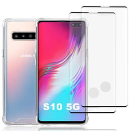 Hoesje Galaxy S10 5G en 2 beschermende schermen - Gerecycled plastic - Transparant