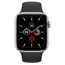 Apple Watch (Series 4) 2018 GPS 44 mm - Roestvrij staal Zilver - Sport armband Zwart