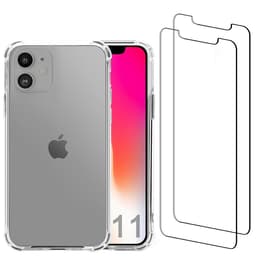 Hoesje iPhone 11 en 2 beschermende schermen - Gerecycled plastic - Transparant