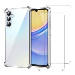 Hoesje Galaxy A15 en 2 beschermende schermen - TPU - Transparant