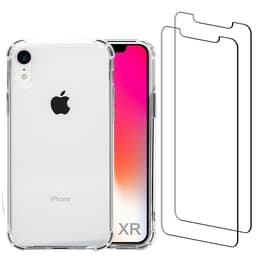 Hoesje iPhone XR en 2 beschermende schermen - Gerecycled plastic - Transparant