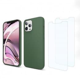 Hoesje iPhone 13 Pro en 2 beschermende schermen - Silicone - Groen