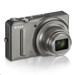 Compactcamera Coolpix S9100 - Grijs + Nikon Nikon Nikkor 18x Wide Optical Zoom ED VR 25-450 mm f/3.5-5.9 f/3.5-5.9