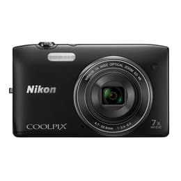 Compactcamera Coolpix S3500 - Zwart + Nikkor Wide-angle Optical Zoom-NIKKOR ED f/3.4-6.4