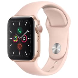Apple Watch (Series 5) 2019 GPS + Cellular 40 mm - Roestvrij staal Goud - Sportbandje Roze