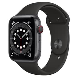 Apple Watch (Series 6) 2020 GPS + Cellular 44 mm - Aluminium Spacegrijs - Geweven sportbandje Zwart
