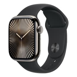 Apple Watch Series 10 (2024) GPS + Cellular 46 mm - Titanium Naturel - Sportbandje Zwart