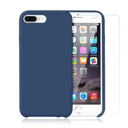 Hoesje iPhone 7 Plus/8 Plus en 2 beschermende schermen - Silicone - Kobaltblauw