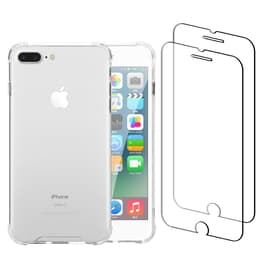 Hoesje iPhone 7 Plus/iPhone 8 Plus en 2 beschermende schermen - Gerecycled plastic - Transparant