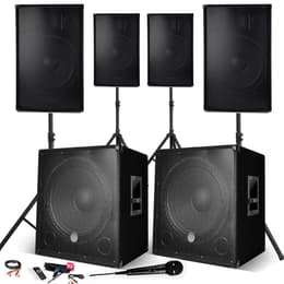 Bm Sonic Système Sonorisation 4400W Complet, 4 Enceintes, 2 Subwoofers USB/BLUETOOTH CABLE PC + Pieds, Prestations, Micro SONO DJ PA BAR Speaker Bluetooth - Zwart