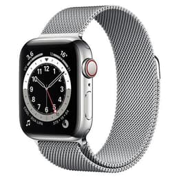 Apple Watch (Series 6) 2020 GPS + Cellular 40 mm - Titanium Zilver - Milanees bandje Zilver