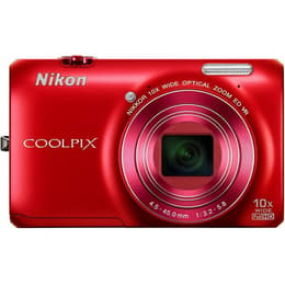Compactcamera Coolpix S6300 - Rood + Nikon Nikkor 10x Wide Optical Zoom ED VR 25-250mm f/3.2-5.8 f/3.2-5.8