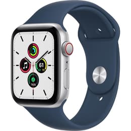 Apple Watch Series SE 1 (2020) GPS + Cellular 44 mm - Aluminium Zilver - Sportbandje Blauw