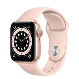 Apple Watch (Series 6) 2020 GPS + Cellular 40 mm - Roestvrij staal Goud - Sportbandje Roze