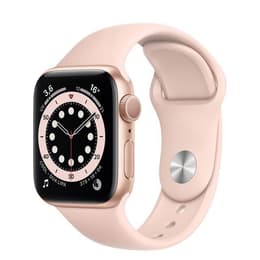 Apple Watch Series 6 (2020) GPS + Cellular 40 mm - Roestvrij staal Goud - Sportbandje Roze