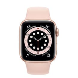 Apple Watch Series 6 (2020) GPS + Cellular 40 mm - Roestvrij staal Goud - Sportbandje Roze