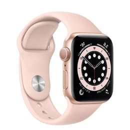 Apple Watch Series 6 (2020) GPS + Cellular 40 mm - Roestvrij staal Goud - Sportbandje Roze