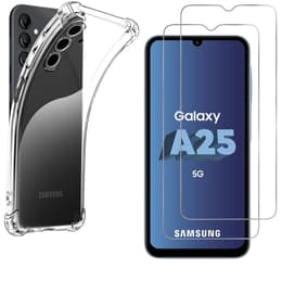 Hoesje Galaxy A25 5G en 2 beschermende schermen - TPU - Transparant