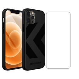 Back Market Hoesje iPhone 12 / iPhone 12 Pro en beschermend scherm - Gerecycled plastic - Zwart (Chevron)