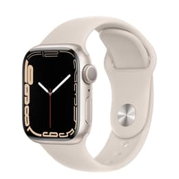 Apple Watch (Series 7) 2021 GPS + Cellular 41 mm - Aluminium Zilver - Sportbandje Sterrenlicht
