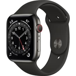 Apple Watch (Series 6) 2020 GPS + Cellular 40 mm - Roestvrij staal Zwart - Sportbandje Zwart