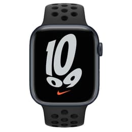 Apple Watch (Series 7) 2021 GPS 45 mm - Aluminium Middernacht - Sportbandje van Nike Zwart
