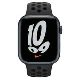 Apple Watch Series 7 (2021) GPS 45 mm - Aluminium Midnight - Sportbandje van Nike Zwart