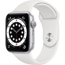 Apple Watch (Series 6) 2020 GPS 44 mm - Aluminium Zilver - Sport armband Wit