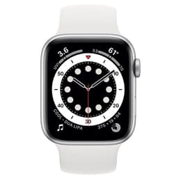 Apple Watch Series 6 (2020) GPS 44 mm - Aluminium Zilver - Sportbandje Wit