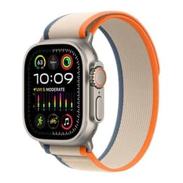 Apple Watch Ultra 2 (2023) GPS + Cellular 49 mm - Titanium Naturel titanium - Trail-bandje Oranje