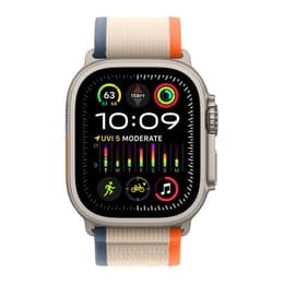 Apple Watch Ultra 2 (2023) GPS + Cellular 49 mm - Titanium Naturel titanium - Trail-bandje Oranje
