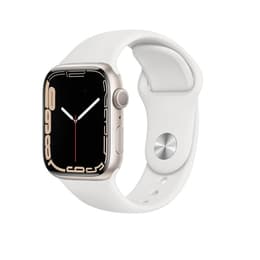 Apple Watch Series 7 (2021) GPS + Cellular 41 mm - Aluminium Sterrenlicht - Sportbandje Wit