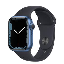 Apple Watch (Series 7) 2021 GPS 41 mm - Aluminium Blauw - Sportbandje Zwart