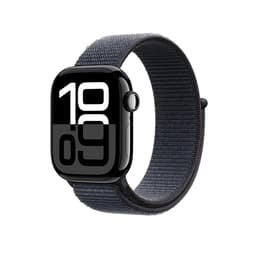 Apple Watch Series 10 (2024) GPS + Cellular 46 mm - Aluminium Gitzwart - Geweven sportbandje Blauw