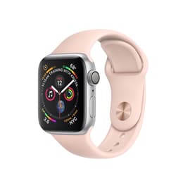 Apple Watch (Series 4) 2018 GPS 44 mm - Aluminium Zilver - Sport armband Roze