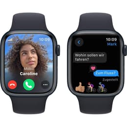 Apple Watch (Series 8) 2023 GPS + Cellular 45 mm - Aluminium Middernacht - Sportbandje Zwart