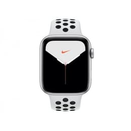 Apple Watch (Series 5) 2019 GPS 44 mm - Aluminium Zilver - Nike sport armband Wit/Zwart
