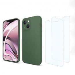 Hoesje iPhone 13 mini en 2 beschermende schermen - Silicone - Groen
