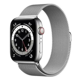 Apple Watch (Series 6) 2020 GPS + Cellular 44 mm - Roestvrij staal Zilver - Milanees bandje Zilver