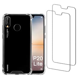 Hoesje Huawei P20 Lite en 2 beschermende schermen - Gerecycled plastic - Transparant